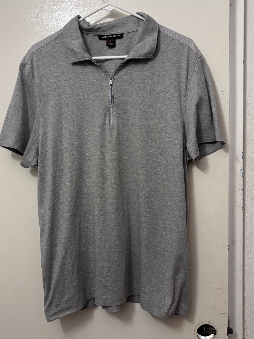 Michael Kors Men's Light Gray Half-Zip Polo